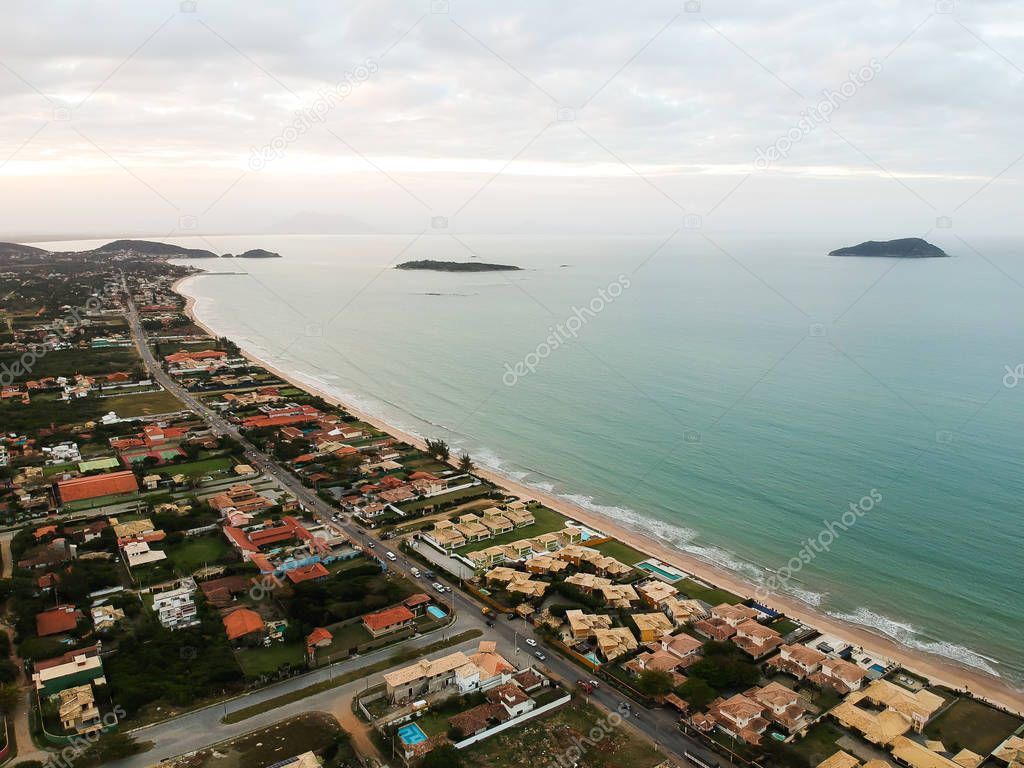Drone view of Praia Rasa, Buzios, Brazil