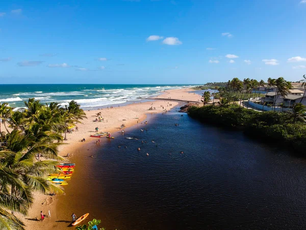 Praia görünümünü dron yapmak Imbassai, Bahia, Brezilya