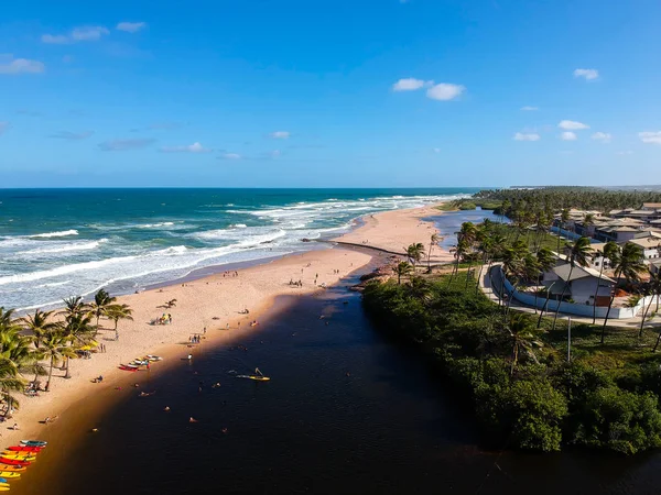 Praia görünümünü dron yapmak Imbassai, Bahia, Brezilya