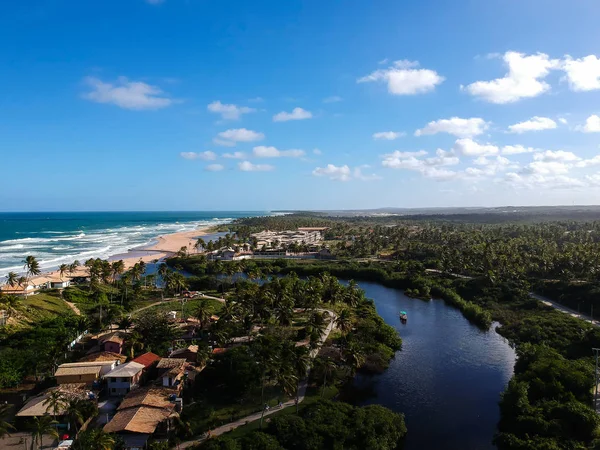Praia görünümünü dron yapmak Imbassai, Bahia, Brezilya