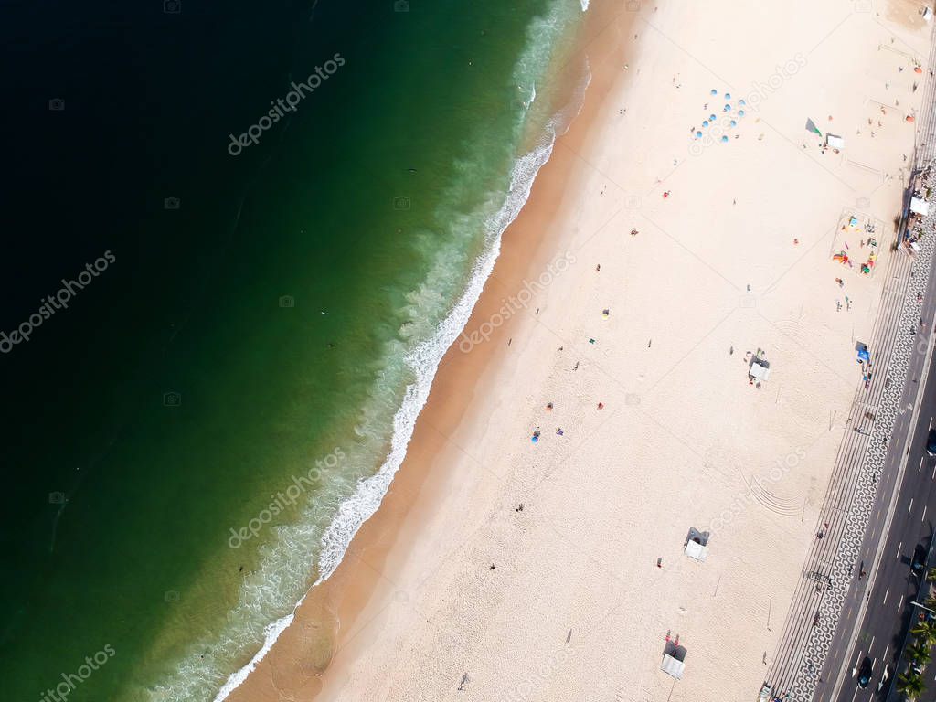 Aerial drone Leblon beach view, Rio de Janeiro