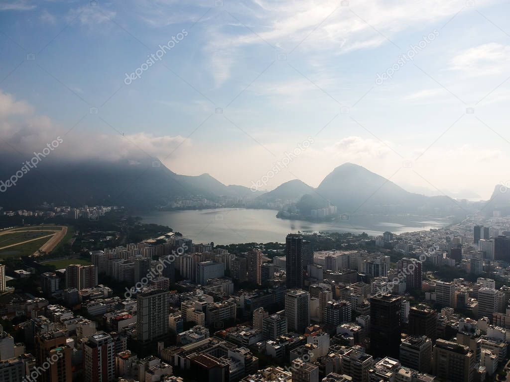 Aerial drone view of Lagoa Rodrigo de Freitas, Rio de Janeiro