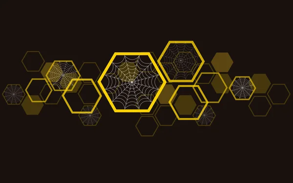 Spindelnät i hexagon bakgrund, Halloween bakgrund — Stock vektor