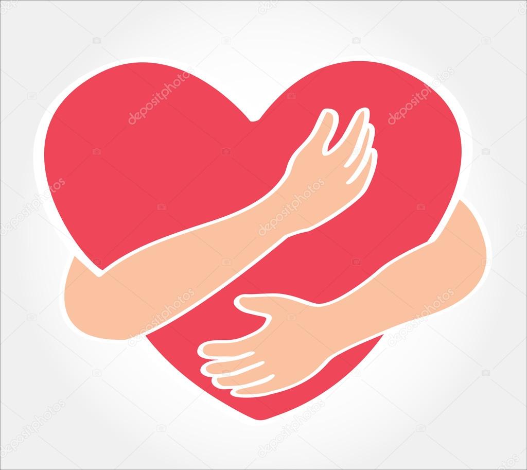 hugging heart vector , Hug yourself , Love yourself