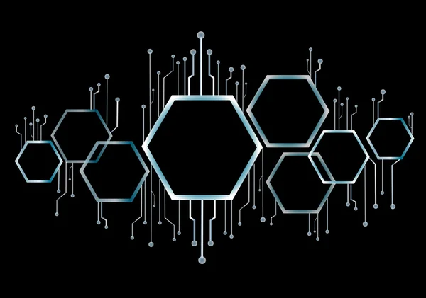 Abstrakt hexagon och teknik linjen bakgrund — Stock vektor