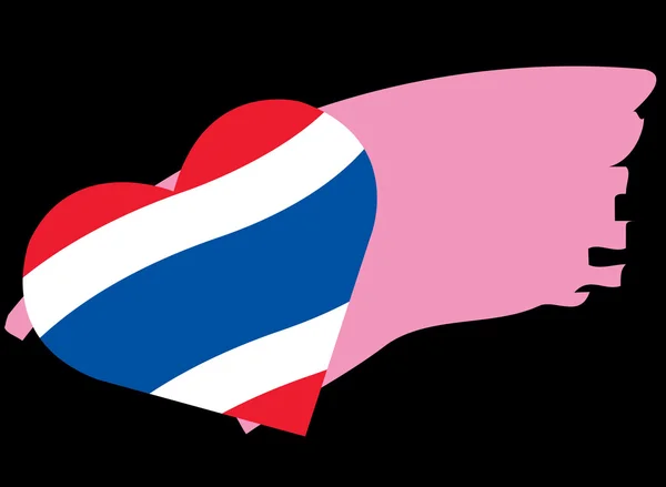 Thaïlande Drapeau en forme de coeur et espace pour le texte — Image vectorielle