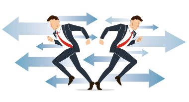 işadamı onun başarı vektör çizim için gitmek için hangi yolu karar vermek zorunda