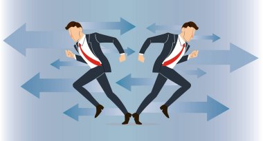 işadamı onun başarı vektör çizim için gitmek için hangi yolu karar vermek zorunda