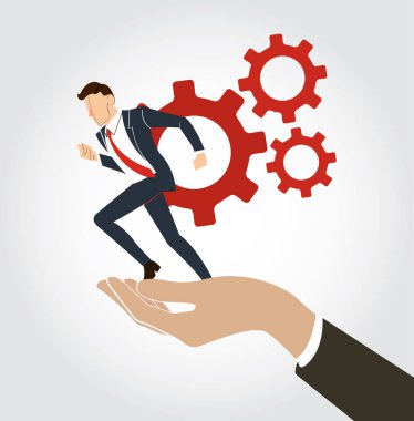 dişli vektör ile çalışan işadamı tutan el