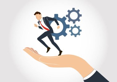 dişli vektör ile çalışan işadamı tutan el
