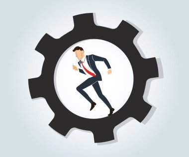 Tekerlek dişli vektörde çalıştıran iş adamı