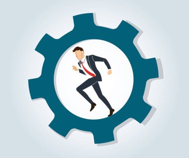 Tekerlek dişli vektörde çalıştıran iş adamı