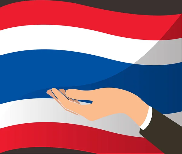 Hand met het pictogram van de vlag van Thailand — Stockvector