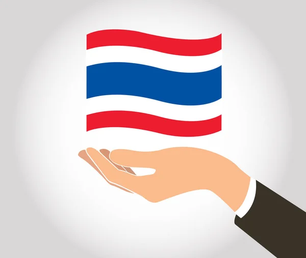 Hand met het pictogram van de vlag van Thailand — Stockvector