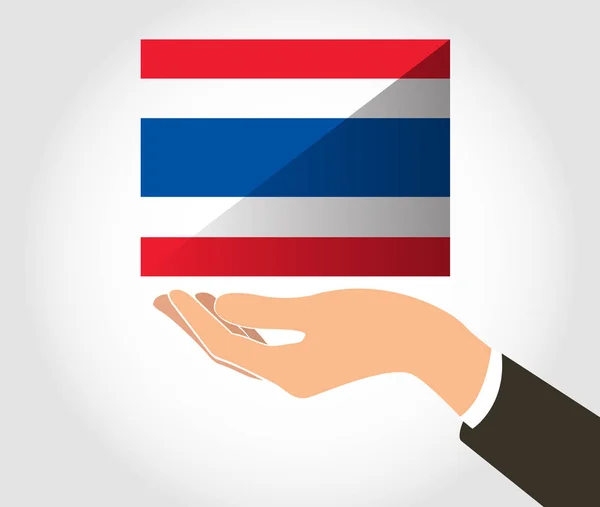 Main tenant l'icône du drapeau Thaïlande — Image vectorielle