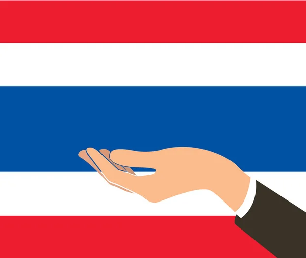 Рука с изображением флага Таиланда — стоковый вектор