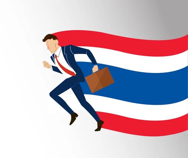 Homme d'affaires exécutant fond drapeau Thaïlande — Image vectorielle