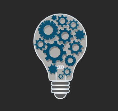 ampul şekli, düşünme kavramı soyut Dişliler vites 
