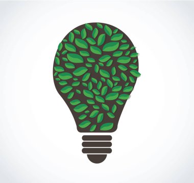 ampul şekli vektör doğa kavramı, dünya çevre günü yeşil yapraklar