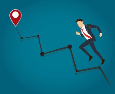 Çalışan iş adamı ve yüksek grafik arka planı, iş kavramı başarı için