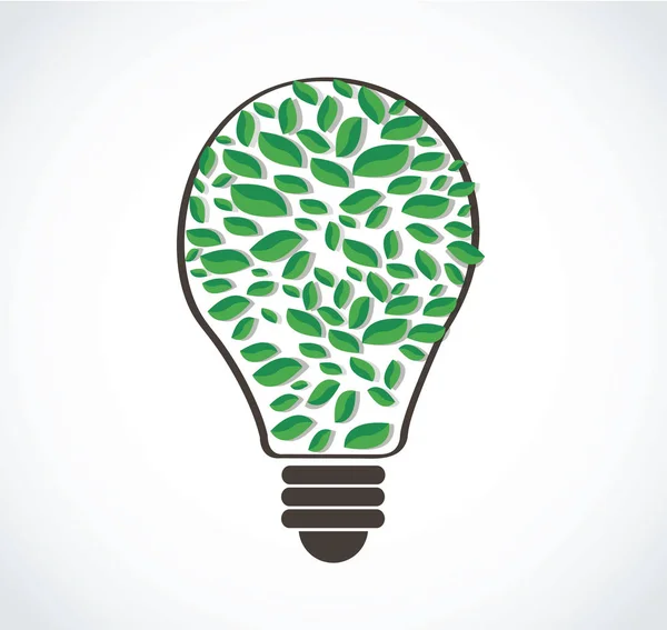 Zelené lístečky v žárovka vektorový tvar, příroda koncept, světový den životního prostředí — Stockový vektor