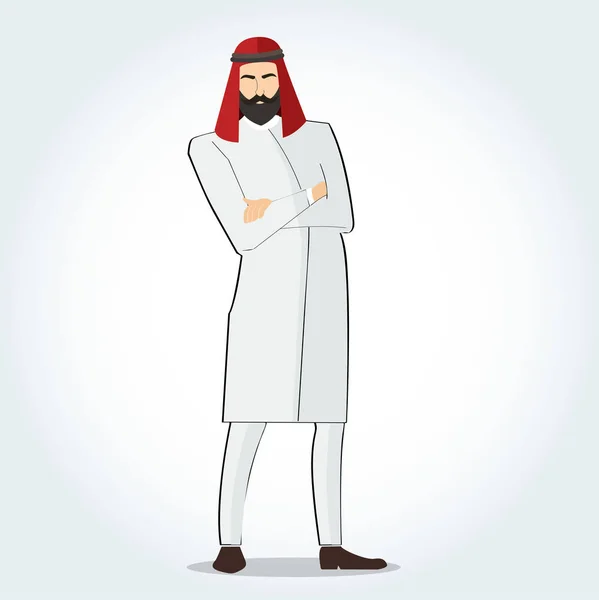 Hombres árabes en traje de pie con vector de brazos cruzados — Vector de stock