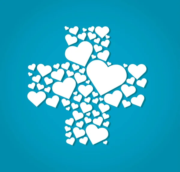 Hjärtan i cross medicinsk form sjukhus ikonen vektor — Stock vektor
