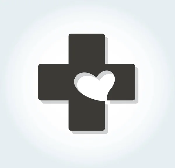 Heart in cross medical hospital icon vector — Stock Vector