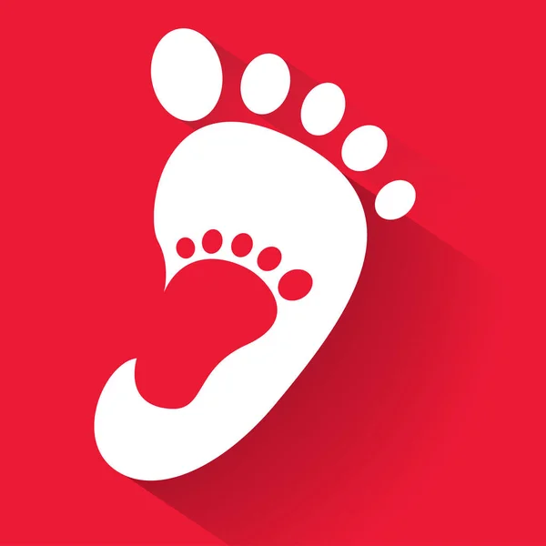 Babyfußabdruck im Fußsymbol für Erwachsene. Kinderschuhe Store-Ikone. Familienzeichen. Eltern-Kind-Symbol. Adoptionsrecht. Charity-Kampagne. Vektorillustration — Stockvektor