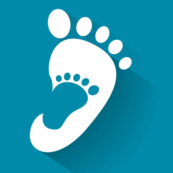 Empreinte de bébé dans l'icône du pied adulte. Enfants magasin de chaussures icône. Signe de famille. Symbole parent et enfant. Emblème d'adoption. Campagne caritative. Illustration vectorielle — Image vectorielle