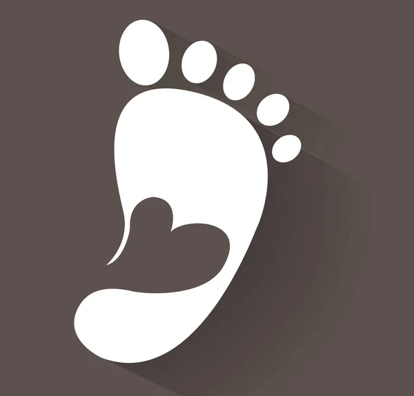 Coeur mignon dans l'icône empreinte de pas. Enfants magasin de chaussures icône. Signe de famille. Symbole parent et enfant. Emblème d'adoption. Campagne caritative. Illustration vectorielle — Image vectorielle