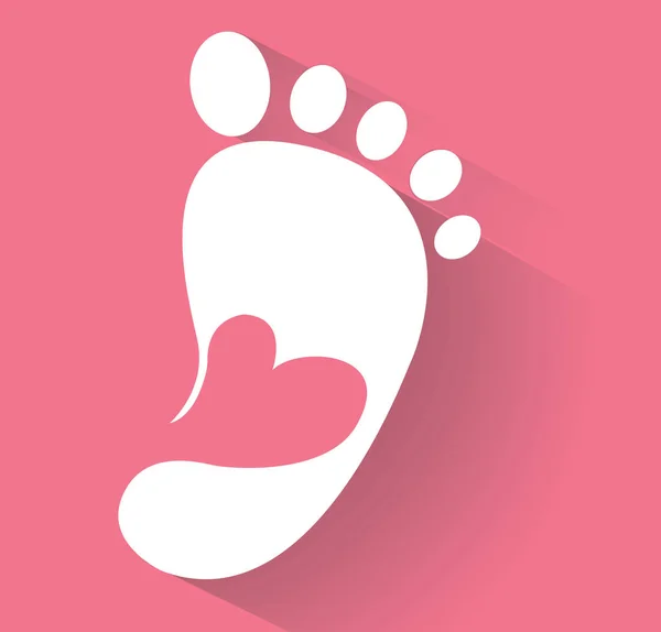 Cute heart in footprint icon. Kids shoes store icon. Family sign. Parent and child symbol. Adoption emblem. Charity campaign. Vector illustration — Stock Vector