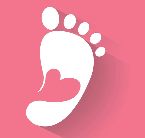 Coeur mignon dans l'icône empreinte de pas. Enfants magasin de chaussures icône. Signe de famille. Symbole parent et enfant. Emblème d'adoption. Campagne caritative. Illustration vectorielle — Image vectorielle