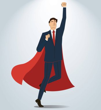 Başarılı bir iş adamı ve kırmızı pelerin vektör