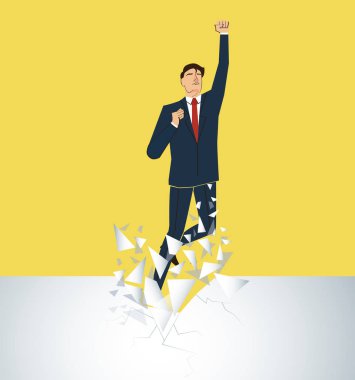 Duvar Breaking iş adamı. İş kavramı illüstrasyon.  