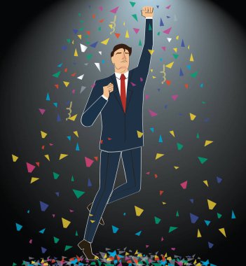 işadamı başarılı bir başarı kutluyor. İş kavramı illüstrasyon. 