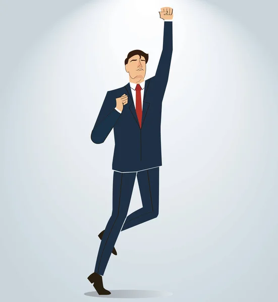 Affärsman som firar en lyckad prestation. Affärs concept illustration. — Stock vektor