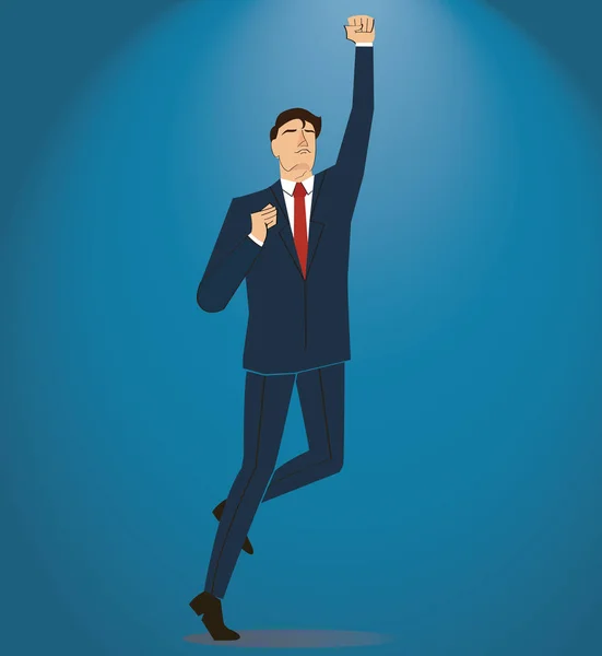 Businessman celebrating a successful achievement. Business concept illustration. — Stock Vector