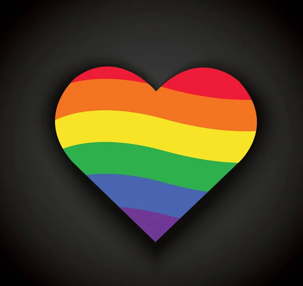 Bandeira do arco-íris em forma de coração ícone vetor. Dia dos Namorados fundo —  Vetores de Stock