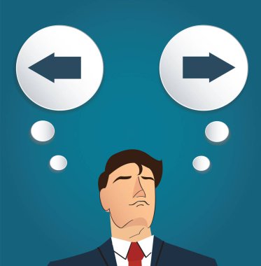 işadamı deneyin karar için sola veya sağa vektör 