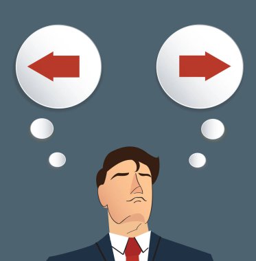 işadamı deneyin karar için sola veya sağa vektör 