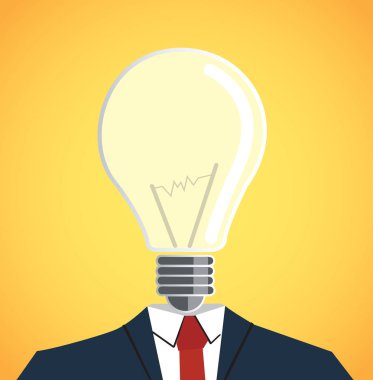 Ampul kafa vektör ile işadamı. 
