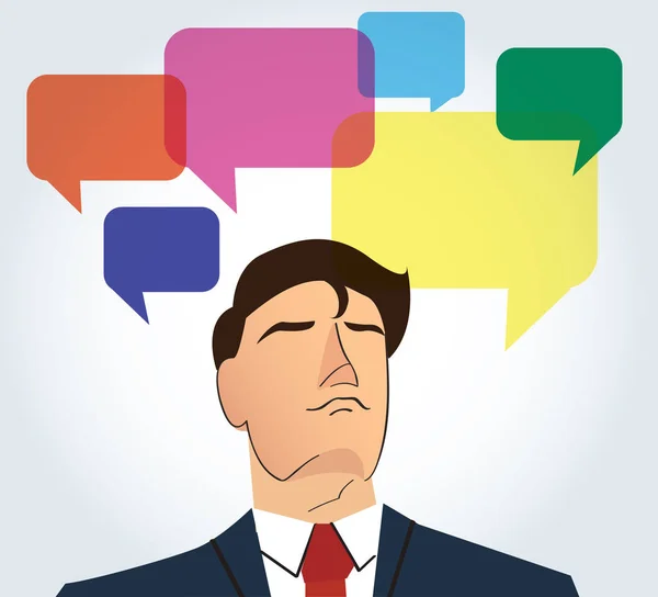 Retrato de empresário com fundo caixa de chat colorido —  Vetores de Stock
