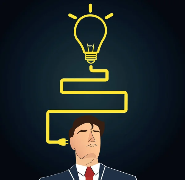 Homme d'affaires penser avec la forme de l'ampoule. concept de pensée — Image vectorielle