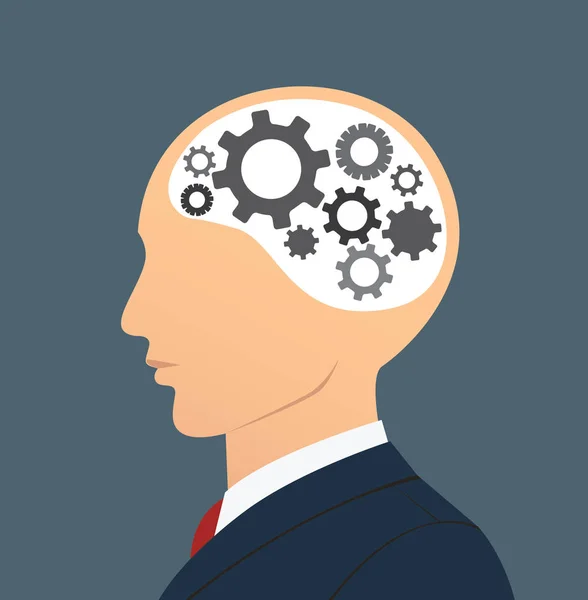 Omul de afaceri și pictograma uneltelor în vectorul capului . — Vector de stoc