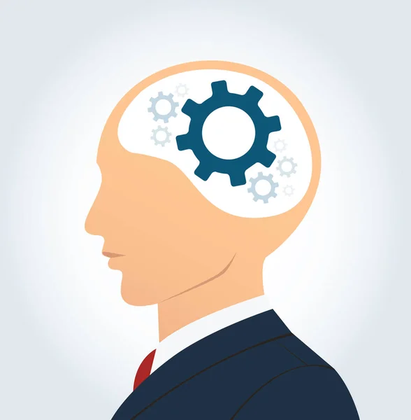 Omul de afaceri și pictograma uneltelor în vectorul capului . — Vector de stoc