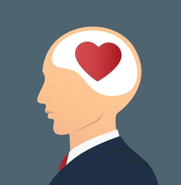 Businessman with heart icon in head. — Stock Vector