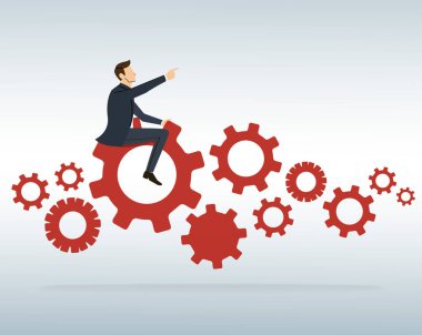 Gears'ı simge vektör arka plan üzerinde işadamı