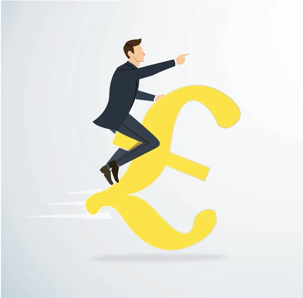 Een man rijden Euro pictogram vector. Business concept illustratie. weg naar succes. — Stockvector