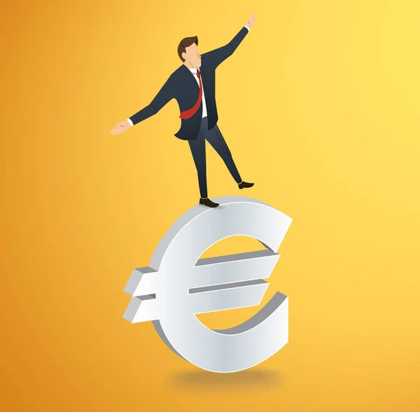 Бизнесмен или человек, балансирующий на векторе икон евро — стоковый вектор
